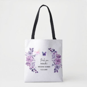 Bolso De Tela Ramo de flores púrpura acuarela