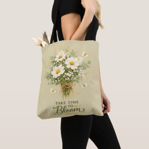 Bolso De Tela Ramo de flores silvestres blancas