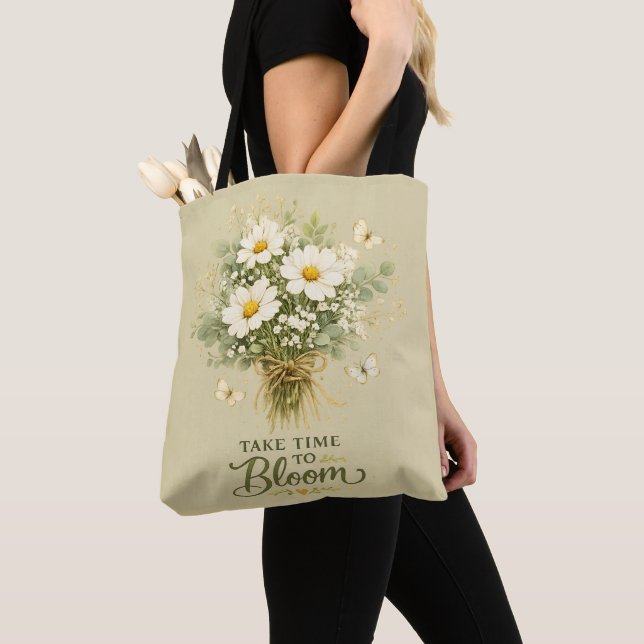 Bolso De Tela Ramo de flores silvestres blancas (Detalle)