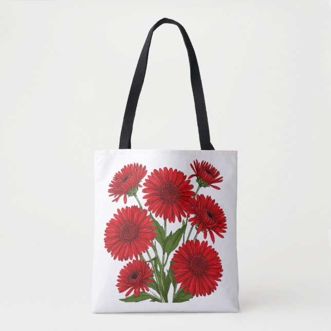 Bolso De Tela Ramo de Gerbera Daisy Roja (Anverso)