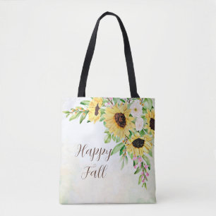 Bolso De Tela Ramo de girasoles con texto personalizable 