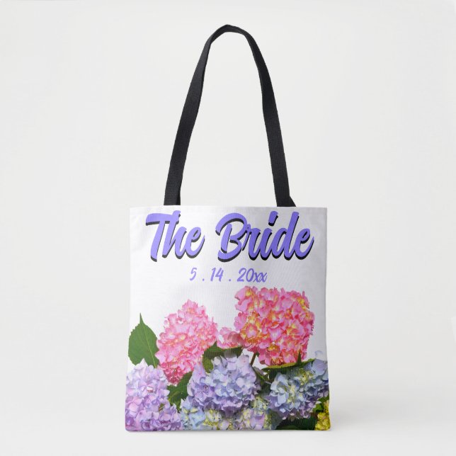 Bolso De Tela Ramo de Hortensias, para la Novia (Anverso)