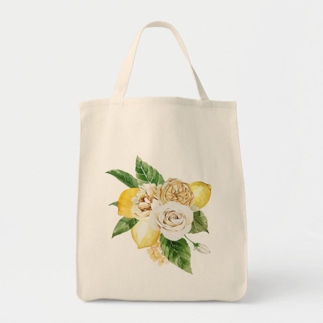 Bolso De Tela Ramo de los lémones y los rosas (Frente)