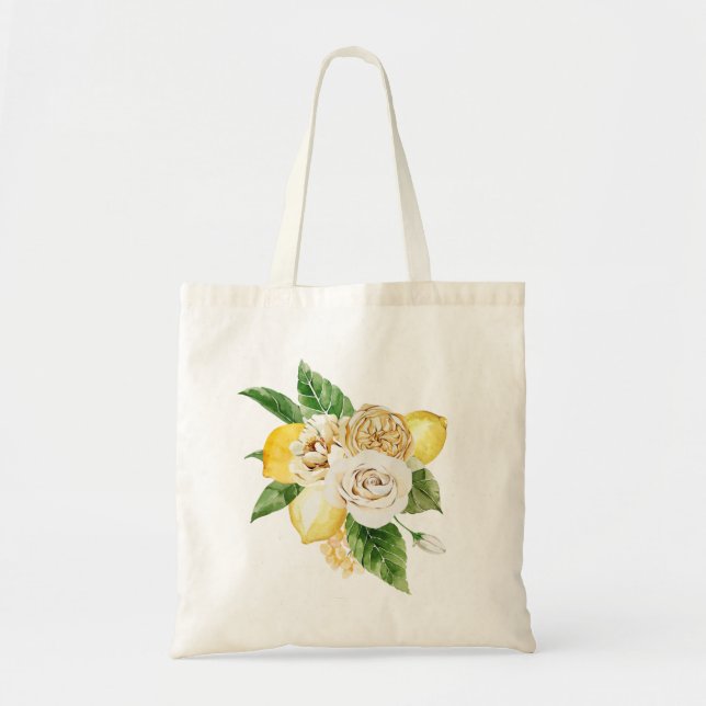 Bolso De Tela Ramo de los lémones y los rosas (Frente)