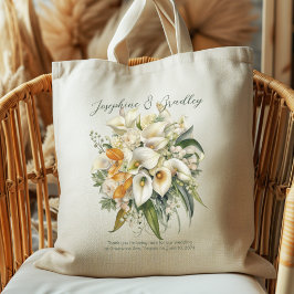 Bolso De Tela Ramo de novia de calas blancas Bienvenidos Gracias