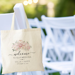 Bolso De Tela Ramo de peonía Verdear Boda Bienvenida