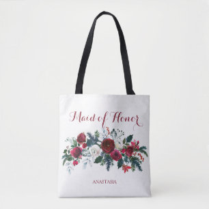 Bolso De Tela Ramo de peonías de invierno en acuarela dama de ho