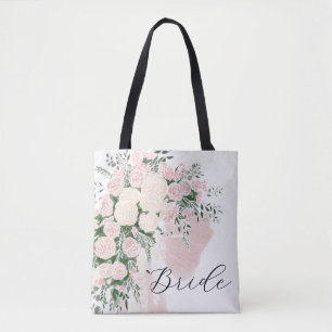 Bolso De Tela Ramo de Wisteria de Rosa con Lazo Sheer Blush