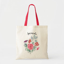 Bolso De Tela Ramo floral acuarela ,bolsa de mano personalizada