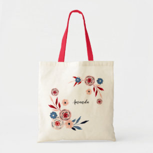 Bolso De Tela Ramo floral acuarela ,bolso tote personalizado