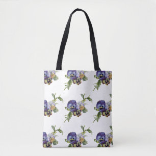 Bolso De Tela Ramo Floral de Pensamientos Vintage -