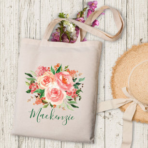 Bolso De Tela Ramo Floral de Primavera Rosa Rubor