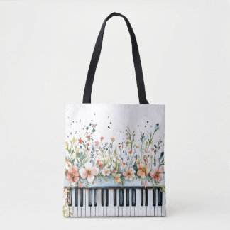 Bolso De Tela Ramo Floral de Teclas de Piano 2