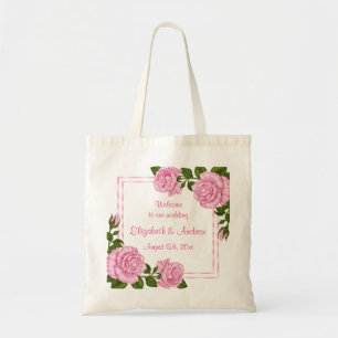 Bolso De Tela Ramos de Esquina Rosados ​​de Bienvenida para Boda