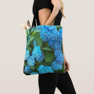 Bolso De Tela Ramos Florales de Hortensias Azules