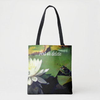 Bolso De Tela Rana Admirando a la flor Lotus personalizada
