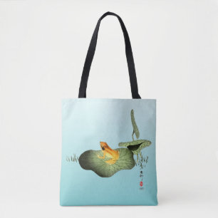 Bolso De Tela Rana amarilla en Lotus Leaf