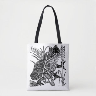 Bolso De Tela Rana boho floral abstracto