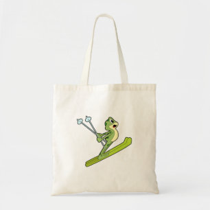 Bolso De Tela Rana como saltador de esquí con Ski.PNG