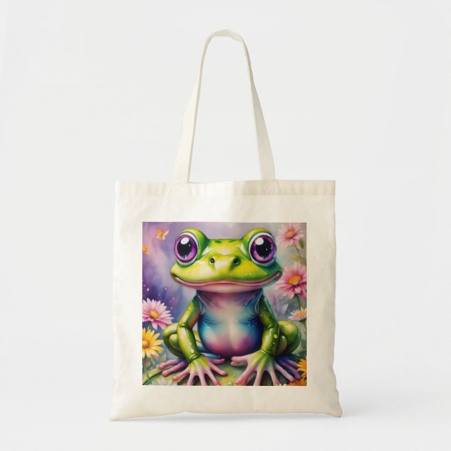 Bolso De Tela Rana con arte digital de flores (Frente)