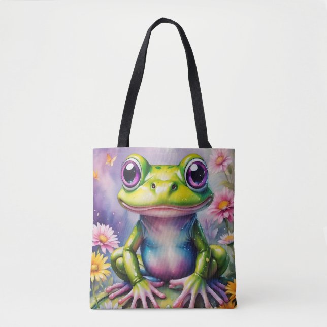 Bolso De Tela Rana con arte digital de flores (Anverso)
