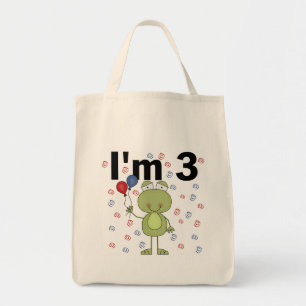 Bolso De Tela Rana con globos Tercer cumpleaños