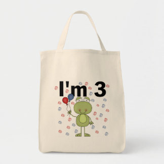 Bolso De Tela Rana con globos Tercer cumpleaños