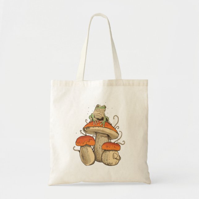 Bolso De Tela Rana con hongos (Frente)