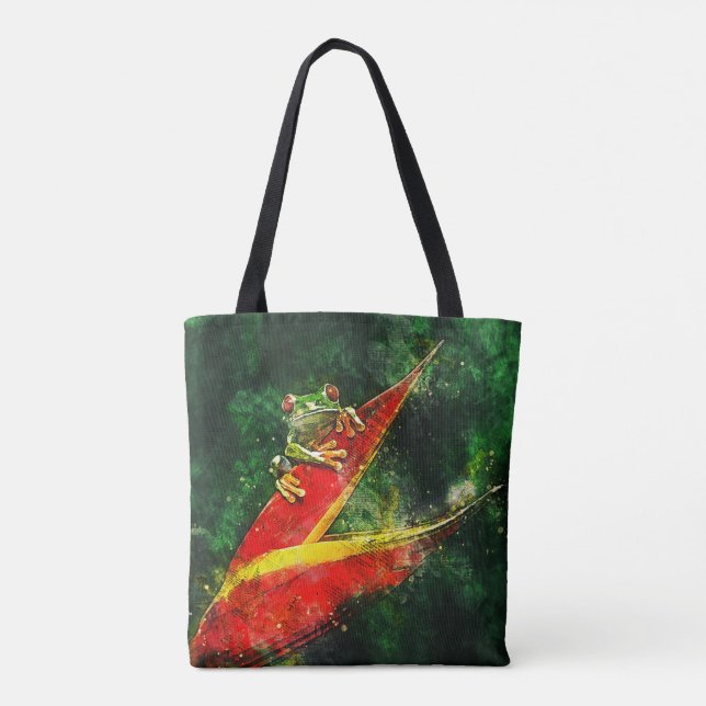 Bolso De Tela Rana de árbol rojo de Costa Rica artística (Reverso)
