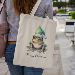 Bolso De Tela Rana de Navidades rojos, personalizado