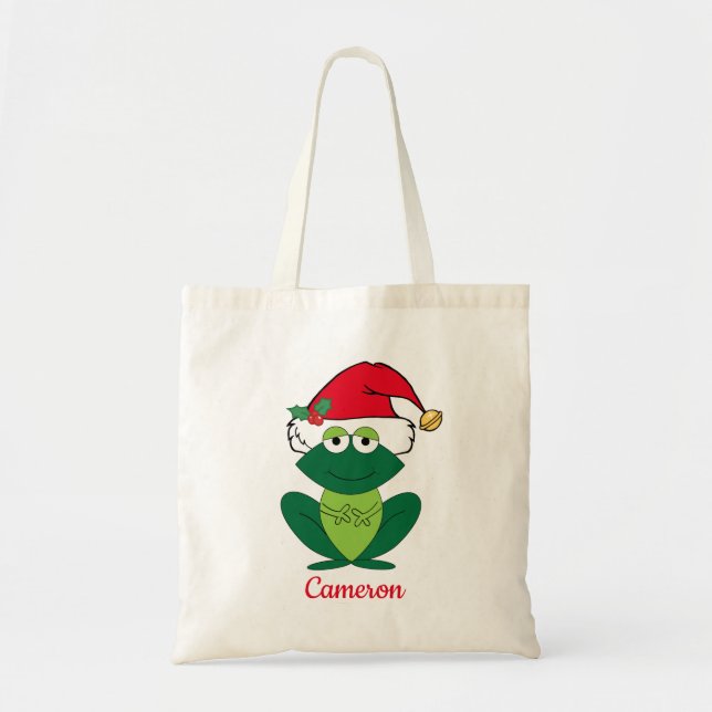 Bolso De Tela Rana dulce en Navidades de niños Personalizados de (Frente)