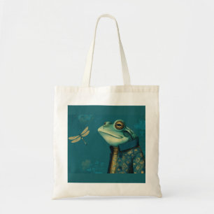 Bolso De Tela Rana elegante y libélula - Animal surrealista vint