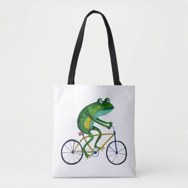 Bolso De Tela Rana En Bicicleta (Anverso)