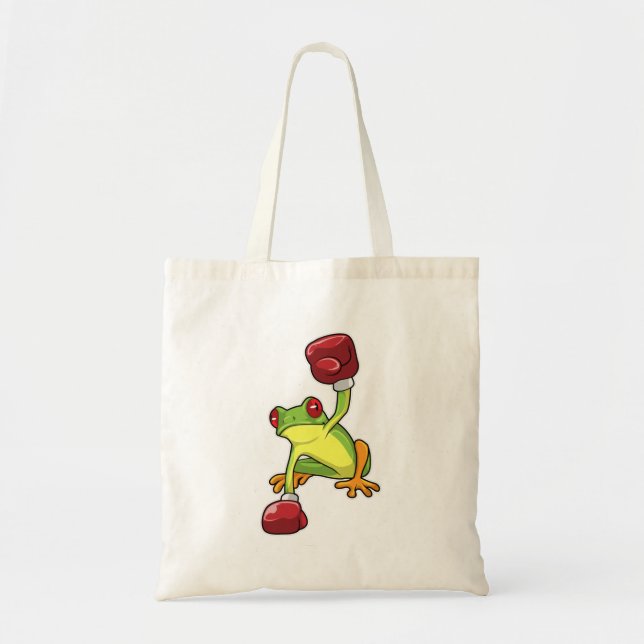 Bolso De Tela Rana en boxeo con guantes de boxeo (Frente)