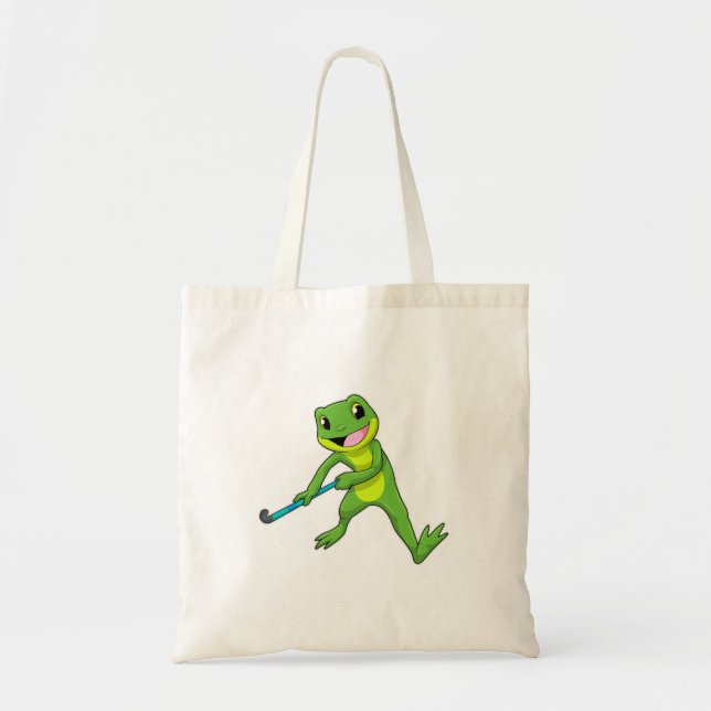 Bolso De Tela Rana en hockey con bate de hockey (Frente)