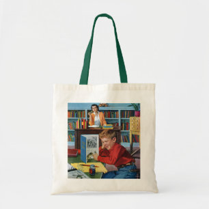 Bolso De Tela Rana en la biblioteca