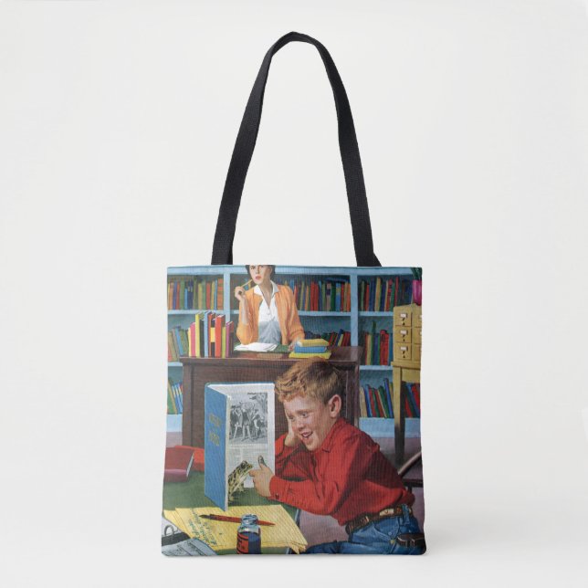 Bolso De Tela Rana en la biblioteca (Anverso)