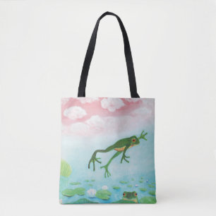 Bolso De Tela Rana Graciosa Salta Al Estanque