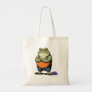 Bolso De Tela Rana gruñona divertida caricatura de rana