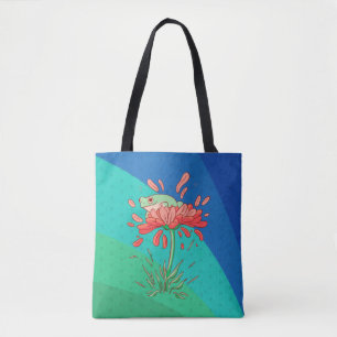 Bolso De Tela Rana linda con pétalos de flores