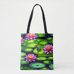 Bolso De Tela Rana pequeña en Lily Pad