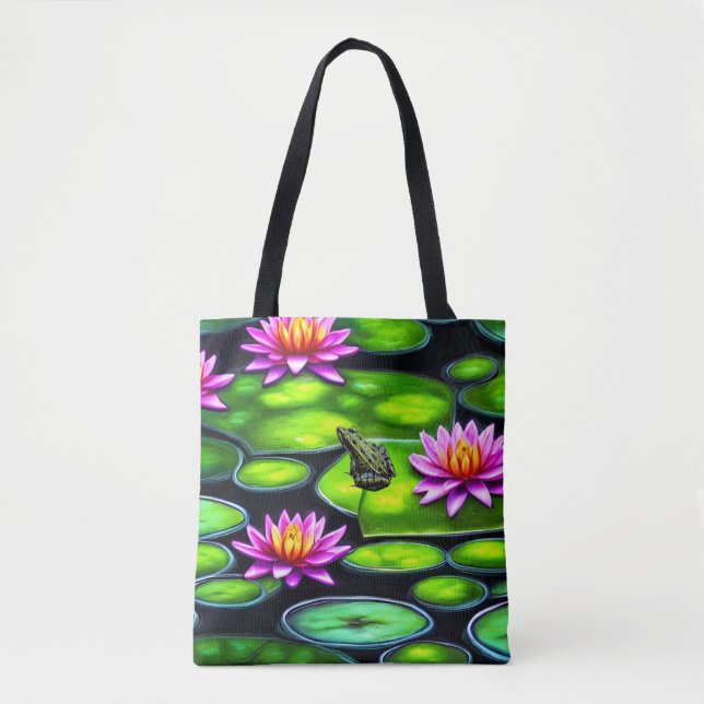 Bolso De Tela Rana pequeña en Lily Pad (Anverso)