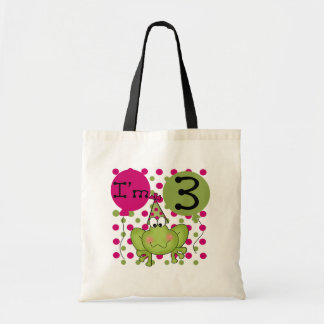 Bolso De Tela Rana rosada 3er cumpleaños camisetas y regalos