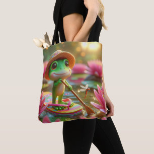 Bolso De Tela Rana sobre una voltereta en un estanque