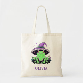 Bolso De Tela Rana Verde con Sombrero de Bruja Morado