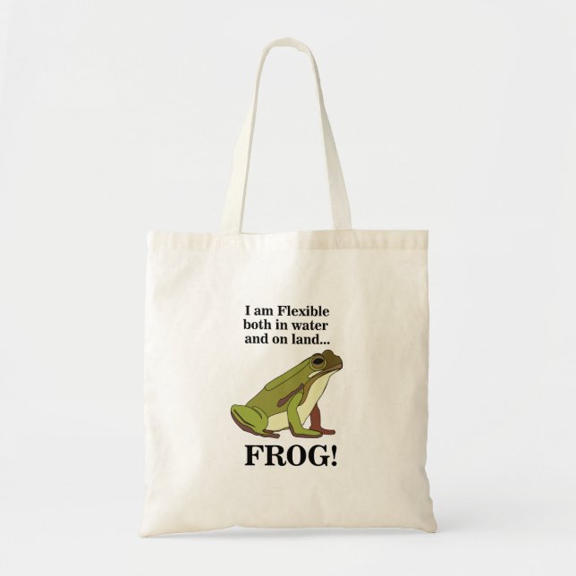 Bolso De Tela Rana Verde Divertida (Frente)
