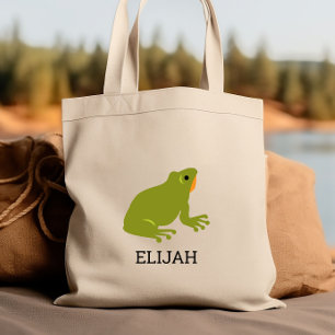Bolso De Tela Rana Verde Lindo Personalizado para Niños