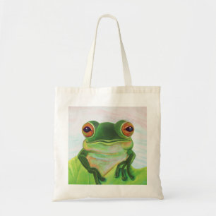 Bolso De Tela Rana verde relajándose en el estanque
