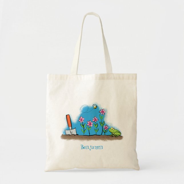 Bolso De Tela Rana y abeja en el ilustracion personalizado de ja (Frente)