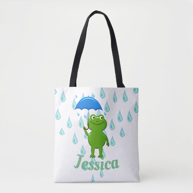 Bolso De Tela Rana y lluvia kawaii (Anverso)
